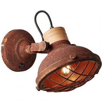 Brilliant Charo Wandlichtschalter – schwenkbar, Industrial Look, schwarz‑rot‑braun, E27, 25 W