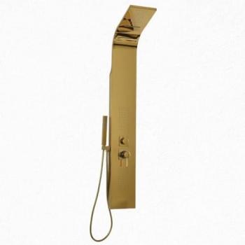 Colonna Doccia Attrezzata Jungle Oro in Acciaio con Cascata H150xL20xP44