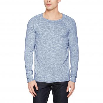 SELECTED HOMME Men's Shnclash Linen Crew Neck Sweater, Blue