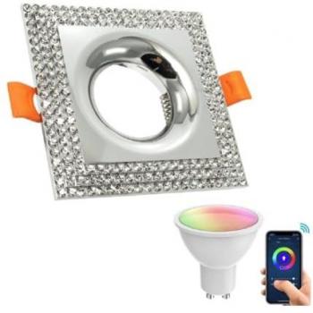 Projecteur LED Encastré Carré Argent 5W GU10 RGB WiFi Alexa Google Home