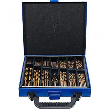 Set di punte elicoidali e frese a gradini HSS con rivestimento in nitruro di titanio, 1-10 mm, 119 pezzi