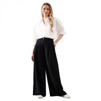 Tencel Pleated Front Wide Leg Trousers for Women