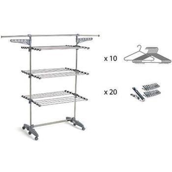 Étendoir à linge gris et inox 25m multifonction