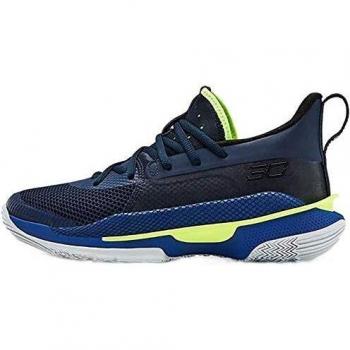 Under Armour Men's Blue Curry 7 Low Top Sneakers, Size 5 UK