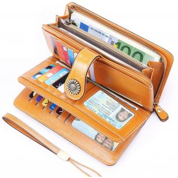 DeFe Damen Portmonee mit RFID Schutz und Handyfach in Orange