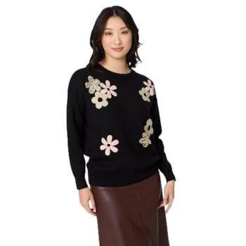 Izabel London Sequin Floral Jumper, Women’s Black, Size 12