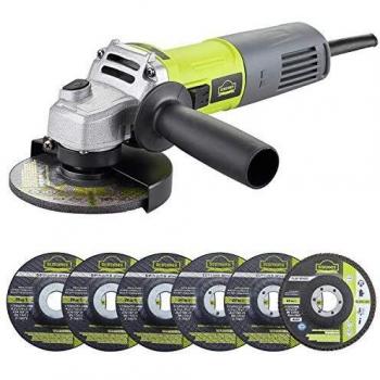 DEWINNER Power Edge Angle Grinder – 850W Corded, 115mm Cutter, 6 Discs