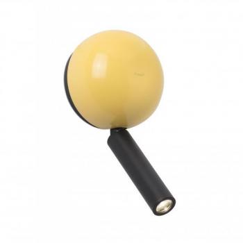 Aplique de pared Press amarillo con luz de lectura, 1 bombilla, dimensiones 6,5 cm, material aluminio brillo