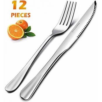 Elegant Life Dinner Knife Set with Fine Polished Prongs, 12-Piece Cutlery Set