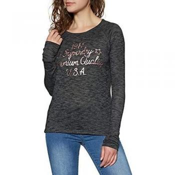 Camiseta Superdry Parton LS de Manga Larga para Mujer, Color Negro