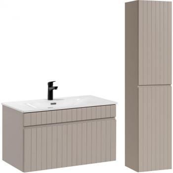 Meuble vasque encastrée et colonne cachemire 80x48x45cm