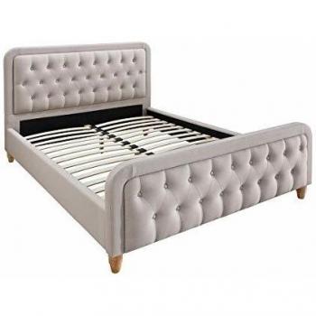 Miliboo Lit Capitonné Beige 160x200 cm – Version Kristen