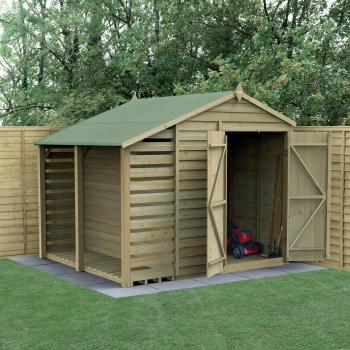 ' x 6' Forest 4Life Overlap Pressure Treated Windowless Double Door Apex Wooden Shed with Lean To