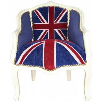 Cremefarbener Barock Sessel mit England Flagge