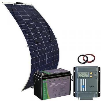 Kit solaire 200 W avec régulateur de charge MPPT-110, batterie et câbles