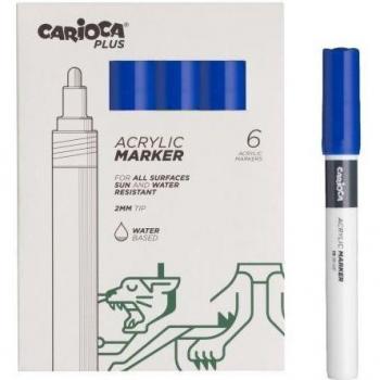 Carioca Plus Azul 6-Pack de Marcadores Acrílicos con punta fina 2 mm