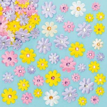 Self-Adhesive Satin Gem Flowers Pack of 60