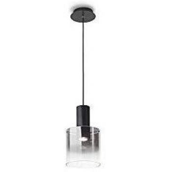Lampadario in Alluminio Nero con Vetro Fumè Serie Hugo 1 Luce