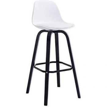 AVIKA Barhocker 90cm – Kunststoff-Sitzschale, Polster, schwarzes Holzgestell