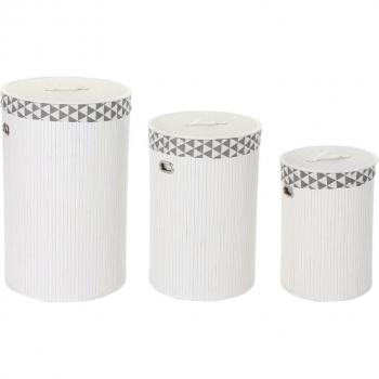 Pack 3 cestas de ropa sucia DKD Home Decor blanco