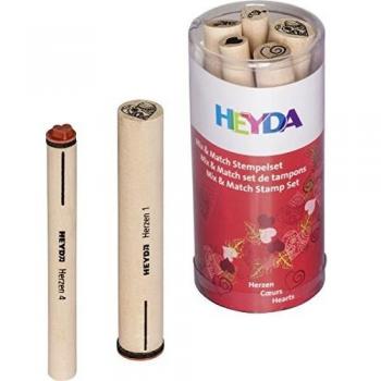 Heyda Holzstempelset Herzen, 8,8 x 5,7 cm