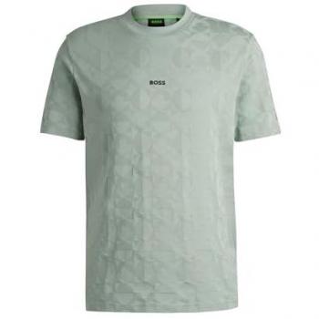Casual Chic T-shirt Boss Rayé Vert Manches Courtes Bleu Clair S