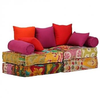 Poufs modulables tuilés chaise longue 2 places violet