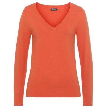 Melange Orange Damenpullover Hechter Paris V‑Ausschnitt, 50 % Viskose