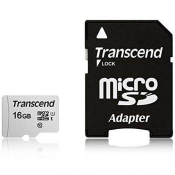 Transcend Micro SDHC 16Go Class 10 + Adapt TS16GUSD300S-A