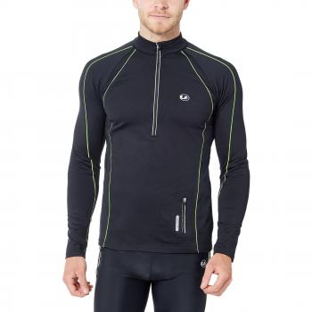 Nelli AeroMen Quick‑Dry Reflective Fleece Run Shirt – Black/Neon Yellow