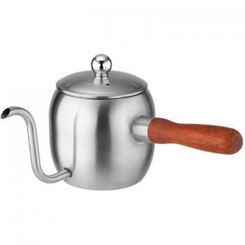 Tetera de Café de Acero Inoxidable 500ml con Mango de Madera