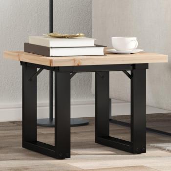 O-Frame Solid Wood Pine Coffee Table with Steel Base, 50x50 cm, Vidaxl
