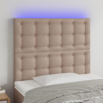 Cabecero LED Cuero Sintético Cappuccino 100x5x111/128 cm con luces LED