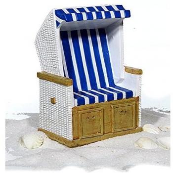 Spardose Strandkorb blau-weiß