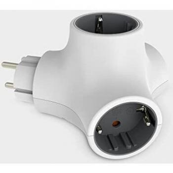 Enchufe modular combinable Molecule KSIX, 3 tomas de corriente, obturador de seguridad, gris