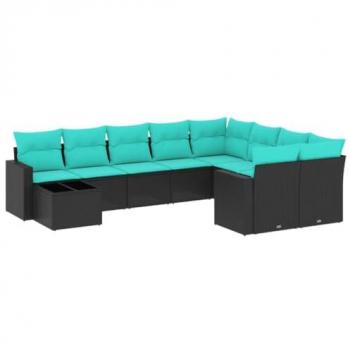 Sofás de Jardim VidaXL 10 Pcs + Almofadões Vime Preto