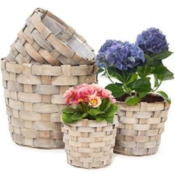 Pack 4 Cestas Relaxdays Redondo Alto Natural