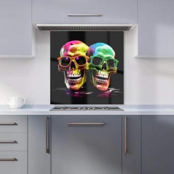 Warren Reed Designer Happy Skeletons in Sunglasses Kitchen Splashback (600 mm × 600 mm)