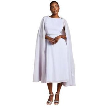 Coast Femme Lilac Brooched Cape Dress – Georgette, Size 14