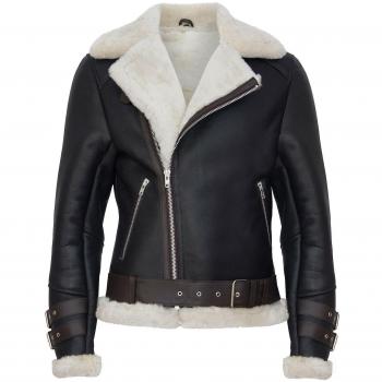 Men's Edmonton Sheepskin Biker Jacket in Brown