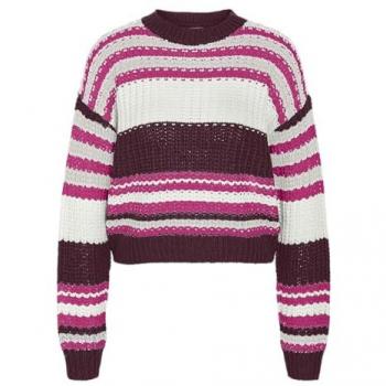 Noisy May – Tricot long manche violet rayé