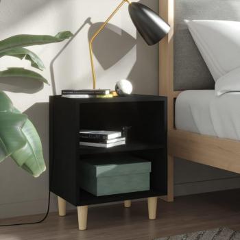 VidaXL Night Tables with Solid Wood Legs 2 pcs Black 40x30x50 cm