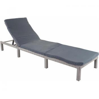 Lettino Esterno Polyrattan Grigio Cuscino HHG 605