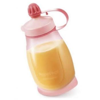Rosa BPA‑freie Trinkflasche PAPU PAPI 200 ml mit praktischen Löffel
