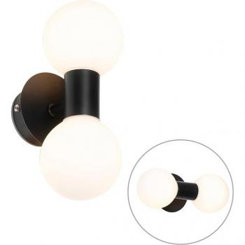 QAZQA Modern Wall Light Black IP44 2-Light – Cederic