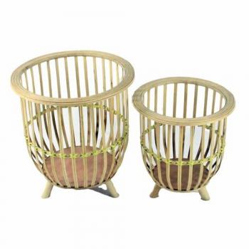 Vasi DKD Home Decor in Bambù Naturale 35 x 35 x 37 cm