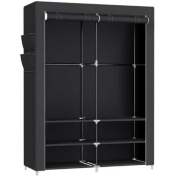 Armadio Appendibiti Camera da Letto 45x127x176cm 2 Scaffali 4 Tasche Alta Capienza
