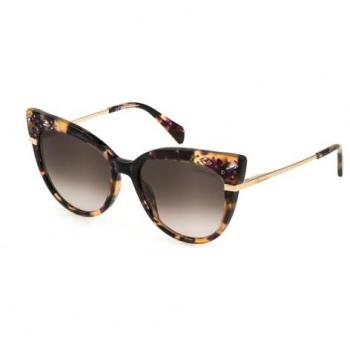 Blumarine Women’s SBM835S 0AEN Brown Cat Eye Sunglasses, 55 MM Size