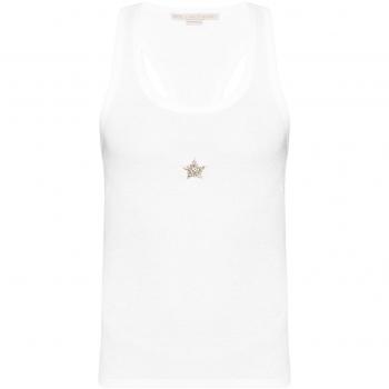 Stella McCartney, Sleeveless Tops, female, White, Size: S Top with appliqué