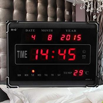 Orologio LED da Parete con Indicatore di Temperatura